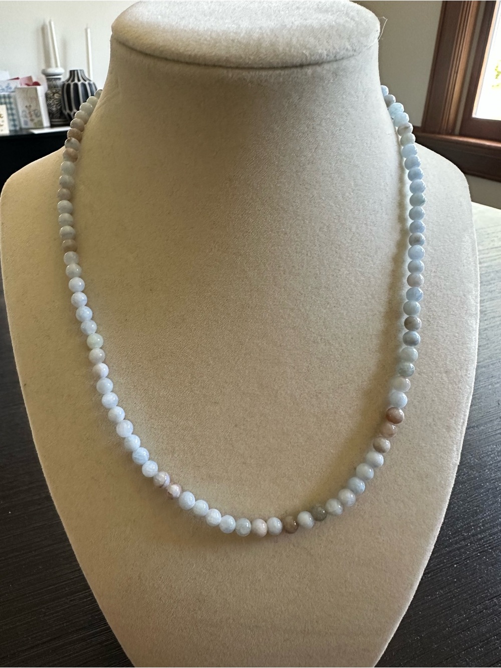 Beaded Blue Gemstone Agate Beaded Choker Necklace
